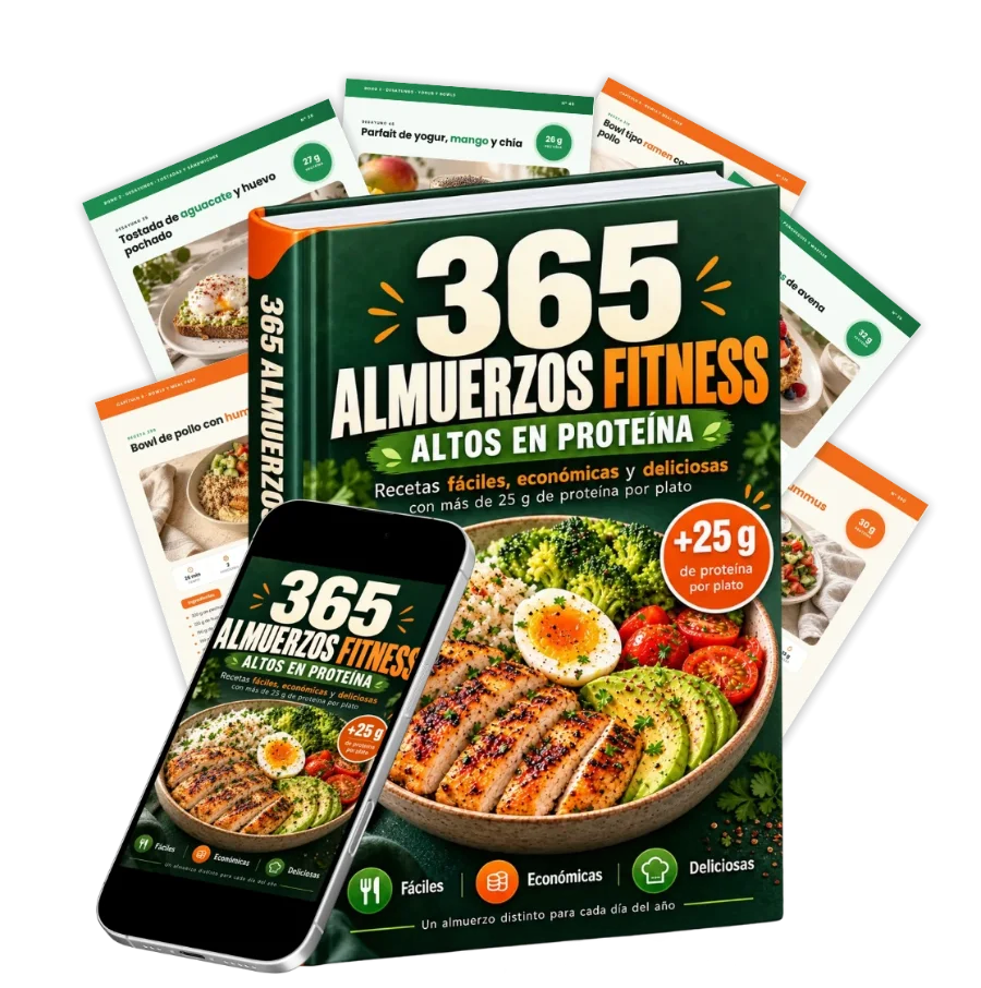 365 Almuerzos Fitness: el libro, la versión en celular y algunas de sus páginas